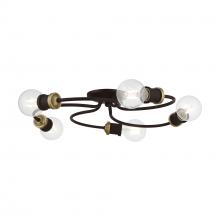 Livex Lighting 46385-07 - 5 Light Bronze with Antique Brass Accents Large Flush Mount