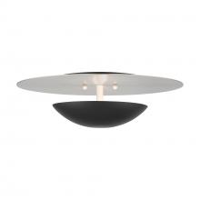 Livex Lighting 56570-04 - 2 Light Black Large Semi-Flush/ Wall Sconce with Brushed Nickel Reflector Backplate