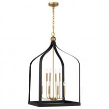 Savoy House 7-7800-8-143 - Sheffield 8-Light Pendant in Matte Black with Warm Brass Accents