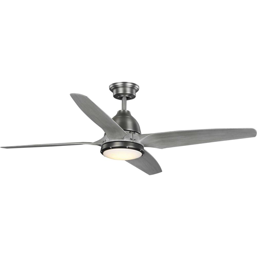 Alleron Collection 4-Blade Grey Weathered Wood 56-Inch DC Motor LED Urban Industrial Ceiling Fan