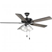 Progress P250085-31M-WB - AirPro 52 in. Matte Black 5-Blade AC Motor Transitional Ceiling Fan with Light