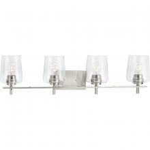 Progress P300363-009 - Calais Collection Four-Light New Traditional Brushed Nickel Clear Glass Bath Vanity Light