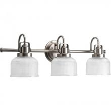  P2992-81 - Archie Collection Three-Light Antique Nickel Clear Double Prismatic Glass Coastal Bath Vanity Light