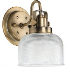  P2989-163 - Archie Collection One-Light Vintage Brass Clear Double Prismatic Glass Coastal Bath Vanity Light