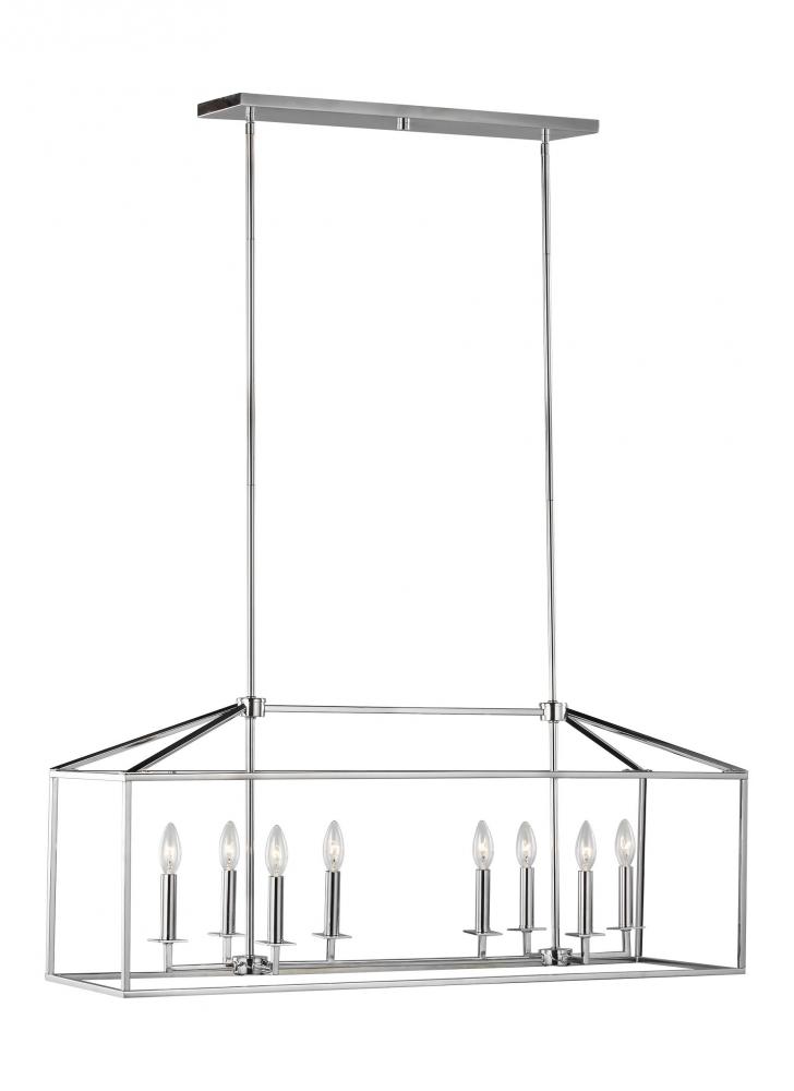 Perryton transitional 8-light indoor dimmable linear ceiling chandelier pendant light in chrome silv