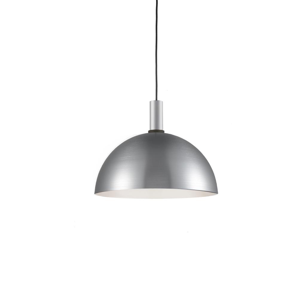 Archibald 16-in Brushed Nickel With Black Detail 1 Light Pendant