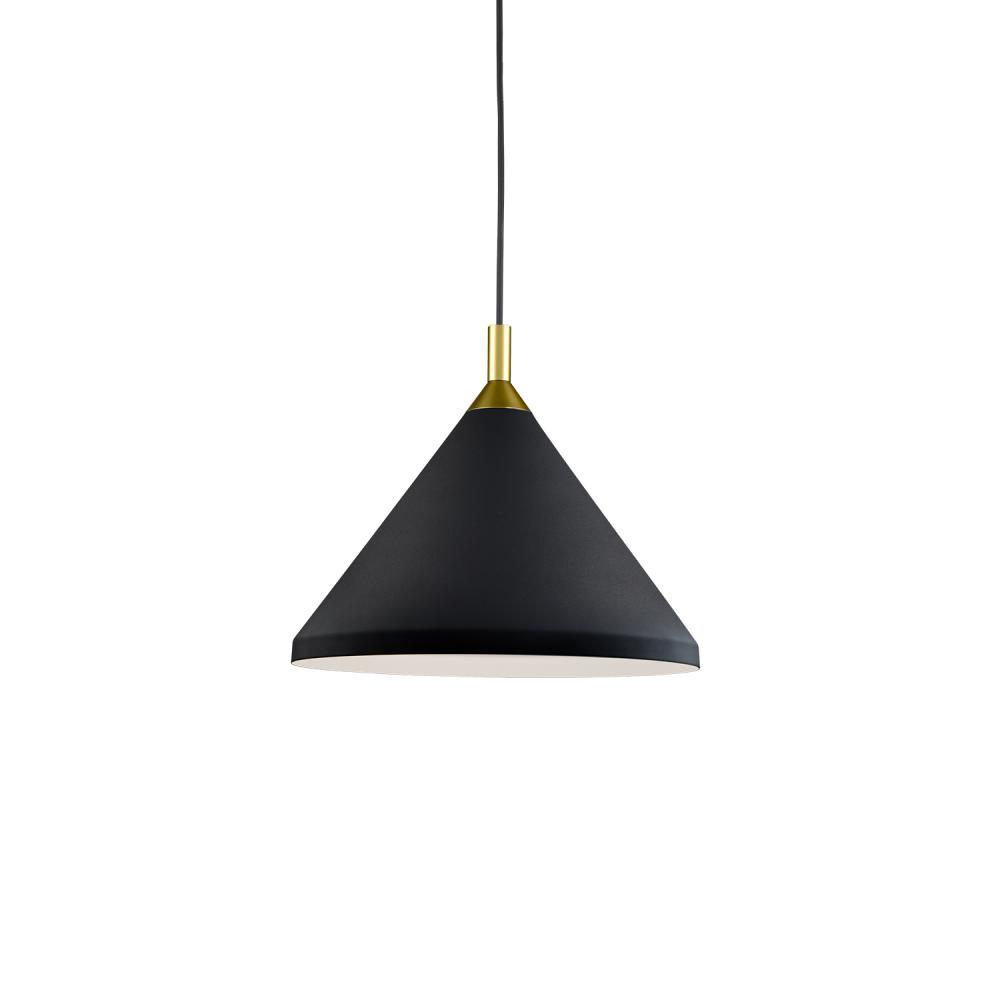 Dorothy 14-in Black With Gold Detail 1 Light Pendant