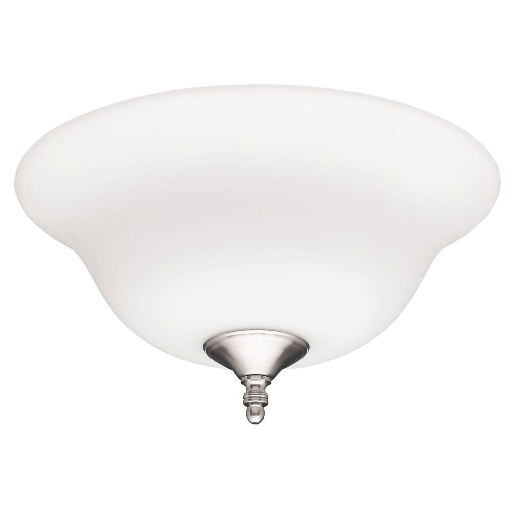 12" Bowl Light - Frosted Opal with White, Brushed Nickel finials
