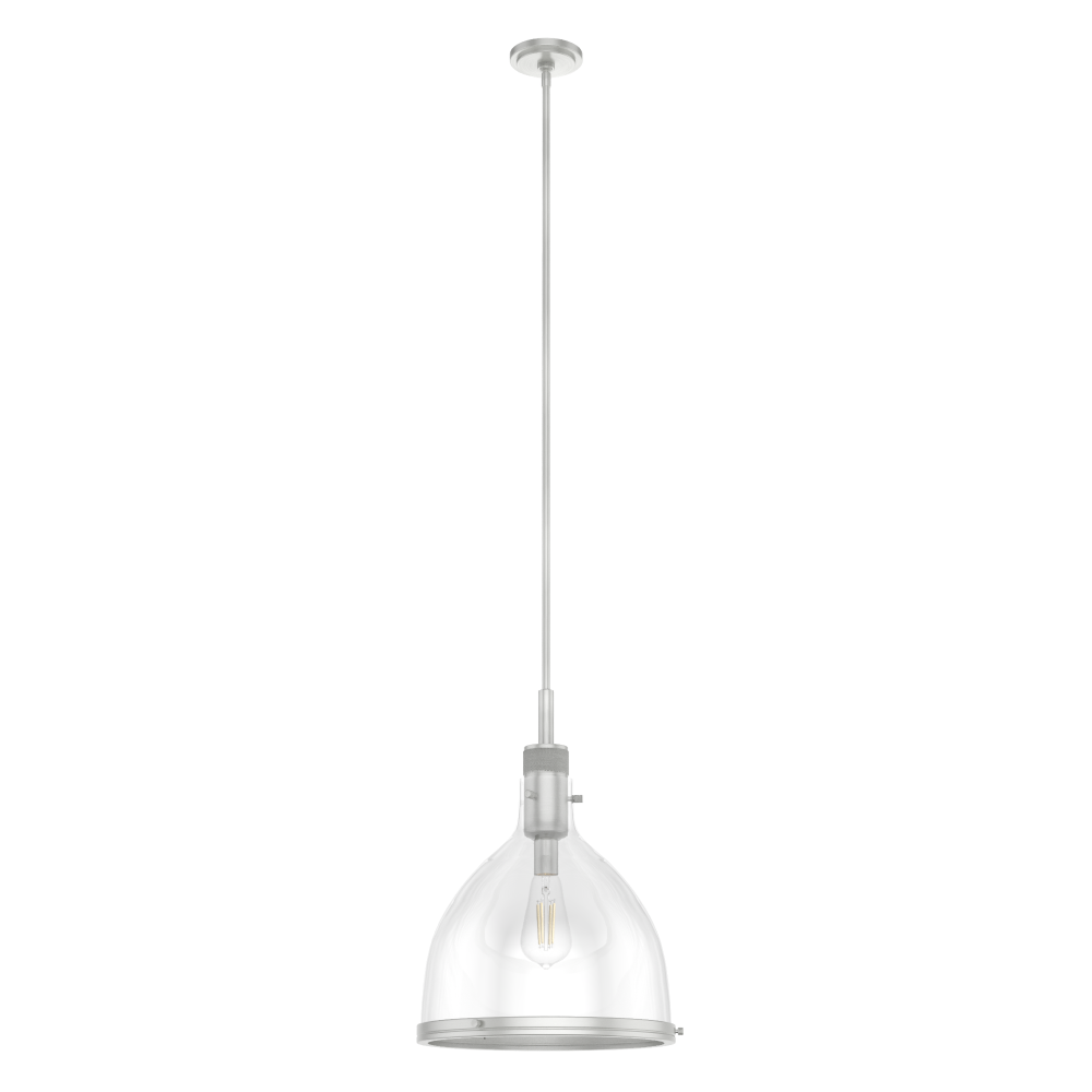 Hunter Van Nuys Brushed Nickel with Clear Glass 1 Light Pendant Ceiling Light Fixture