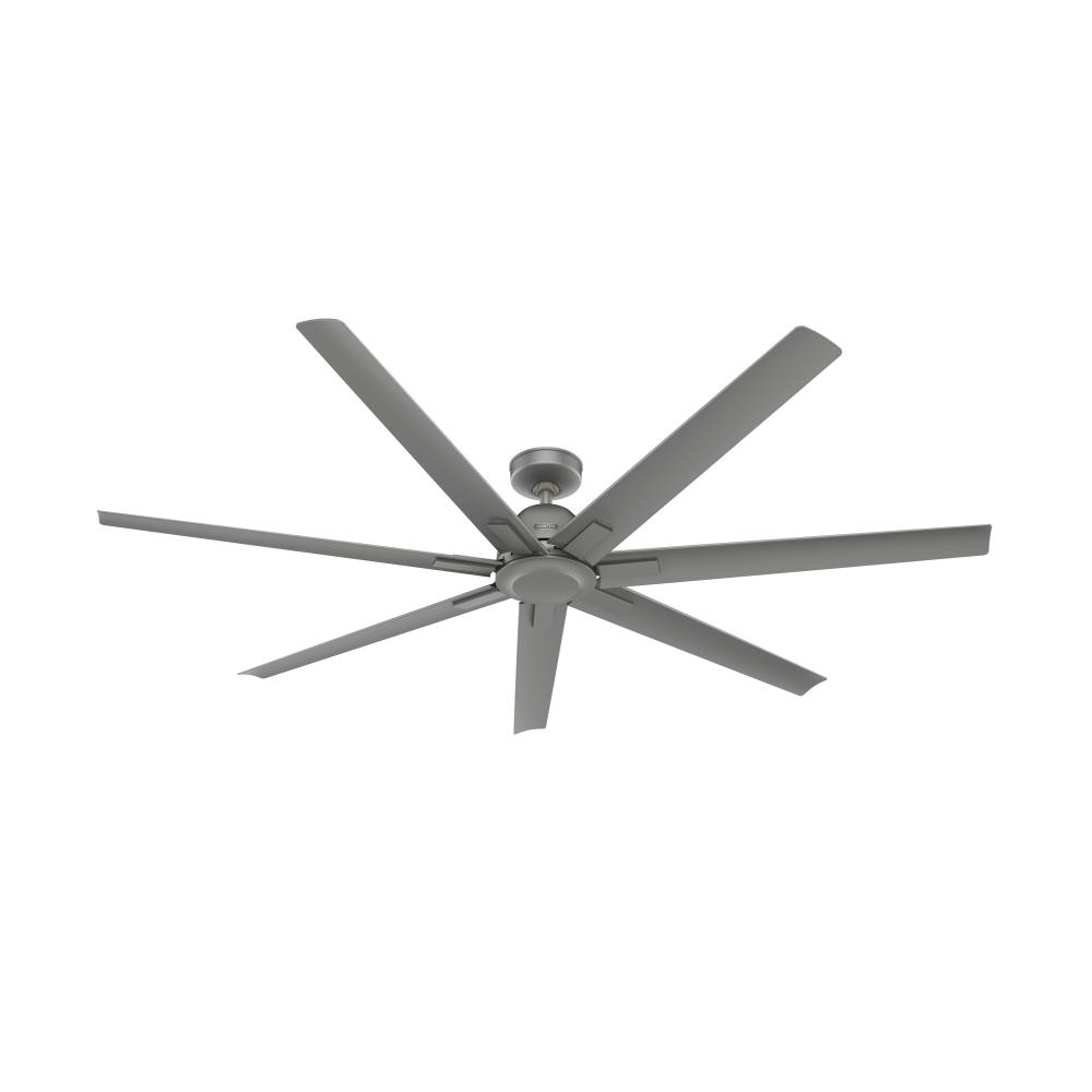 Hunter 72 inch Downtown Matte Silver Damp Rated Ceiling Fan and Wall Control