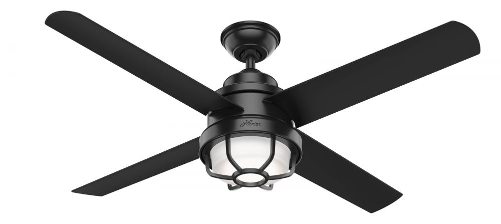 Hunter 54 inch Searow Matte Black WeatherMax Indoor / Outdoor Ceiling Fan with LED Light Kit and Wal
