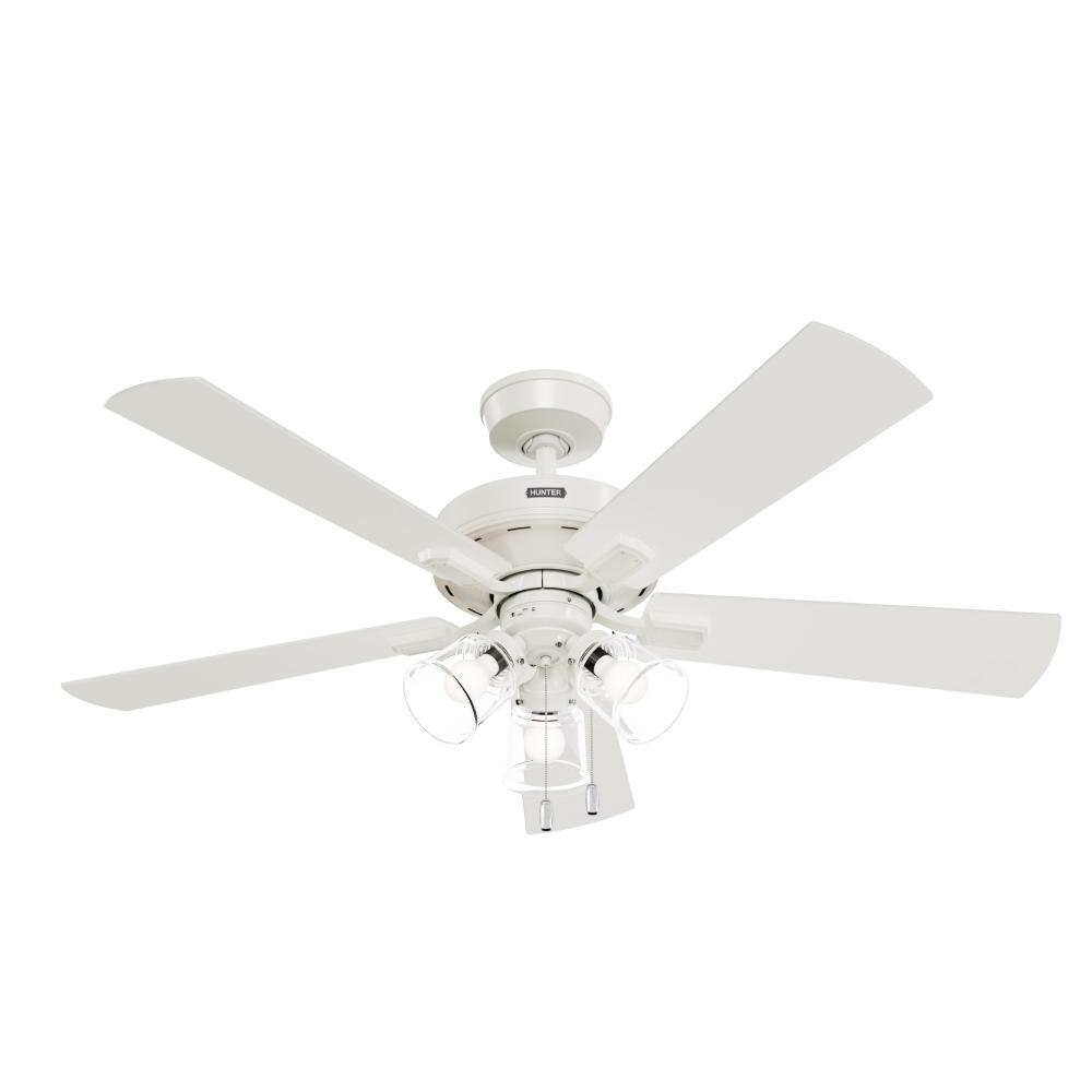 Hunter 52 inch Crestfield Fresh White Ceiling Fan with LED Light Kit and Pull Chain