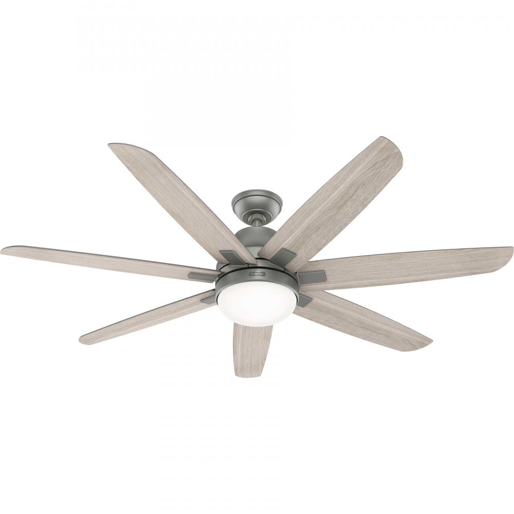 Hunter 60 inch Wilder Matte Silver Ceiling Fan with LED Light Kit and Wall Control