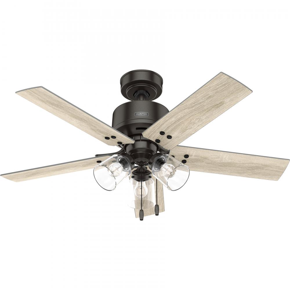 Hunter 44 inch Sencillo Noble Bronze Ceiling Fan with LED Light Kit and Pull Chain