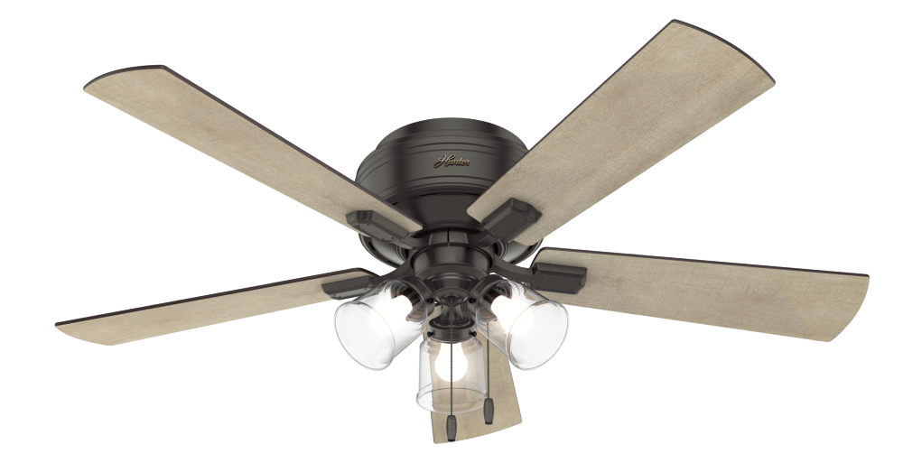 Hunter 52 inch Crestfield Noble Bronze Low Profile Ceiling Fan with LED Light Kit and Pull Chain