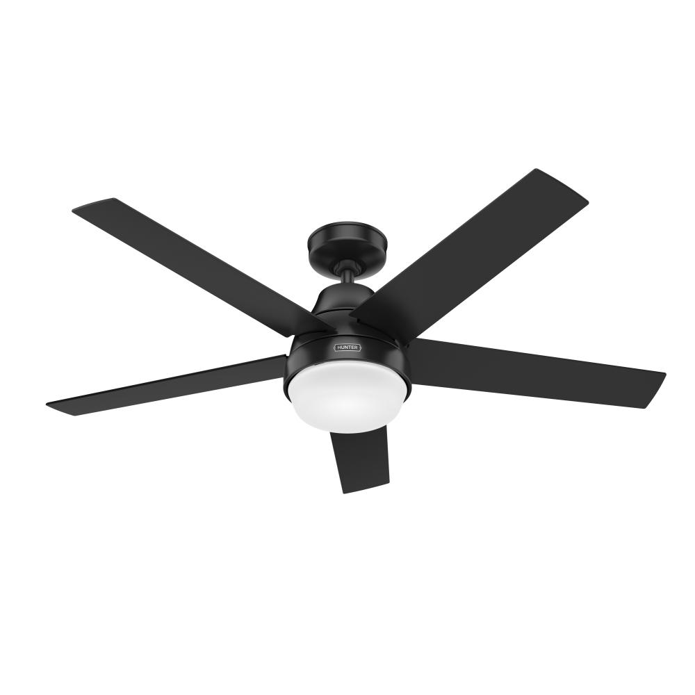 Hunter 52 inch Wi-Fi Aerodyne Matte Black Ceiling Fan with LED Light Kit and Handheld Remote