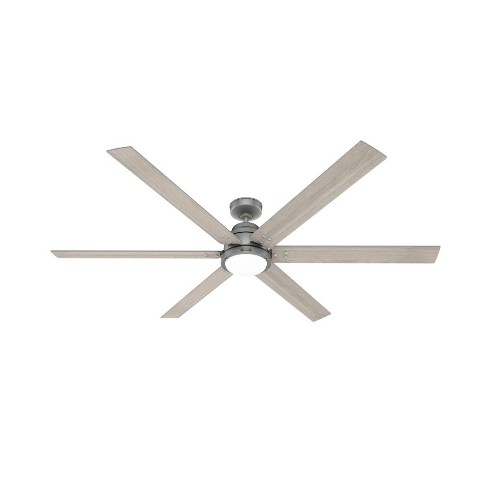 Hunter 72 inch Wi-Fi Gravity Matte Silver Ceiling Fan with LED Light Kit and Handheld Remote