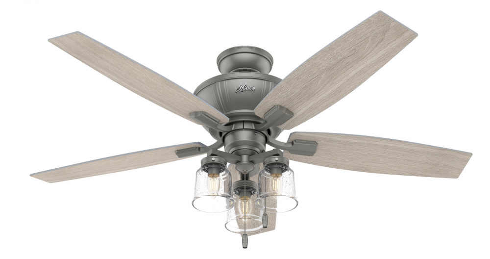 Hunter 52 inch Charlotte Matte Silver Ceiling Fan with LED Light Kit and Pull Chain