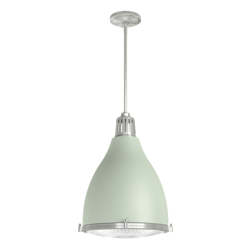 Hunter Bluff View Soft Sage and Brushed Nickel with Clear Holophane Glass 3 Light Pendant Ceiling Li