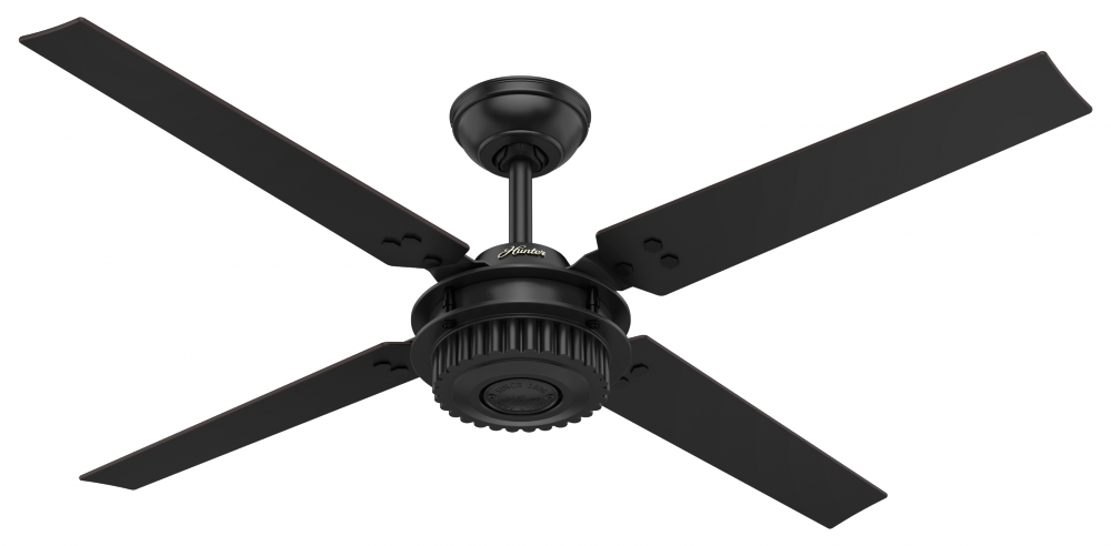 Hunter 54 inch Chronicle Matte Black Damp Rated Ceiling Fan and Wall Control