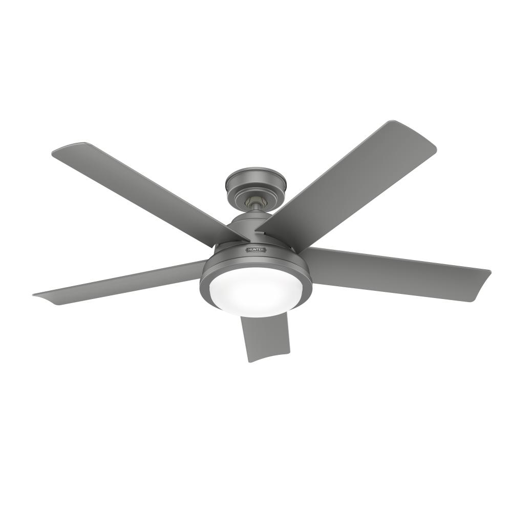 Hunter 52 inch Seawall Matte Silver WeatherMax Indoor / Outdoor Ceiling Fan with LED Light Kit and W