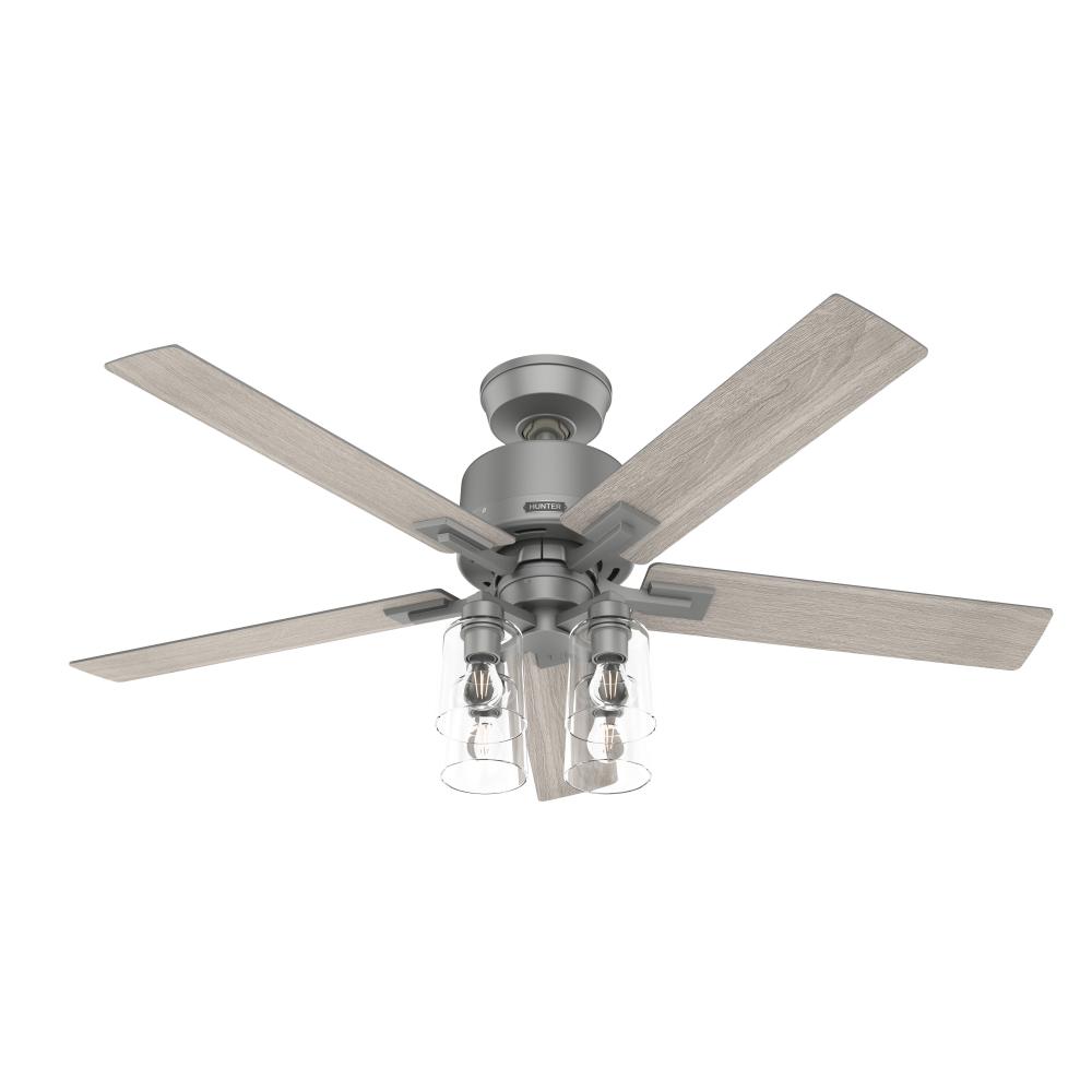 Hunter 52 inch Wi-Fi Techne Matte Silver Ceiling Fan with LED Light Kit and Handheld Remote