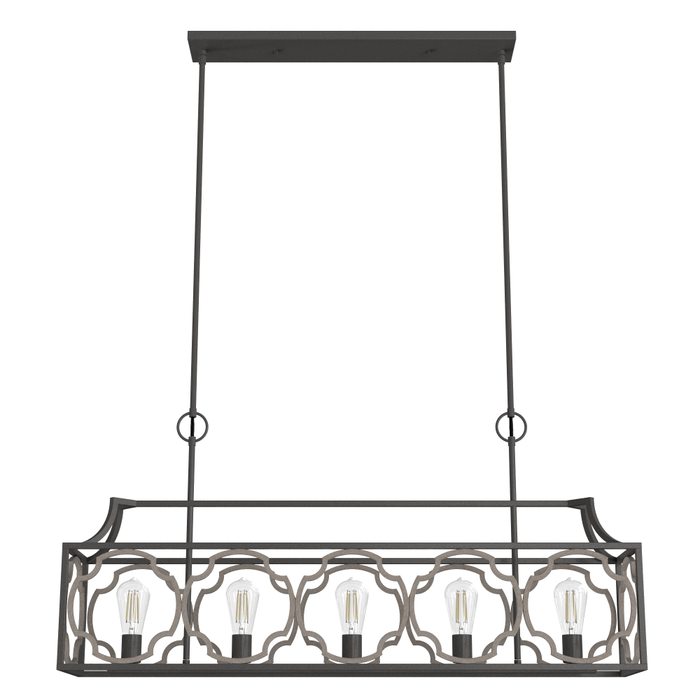 Hunter Stone Creek Noble Bronze and White Washed Oak 5 Light Chandelier Ceiling Light Fixture