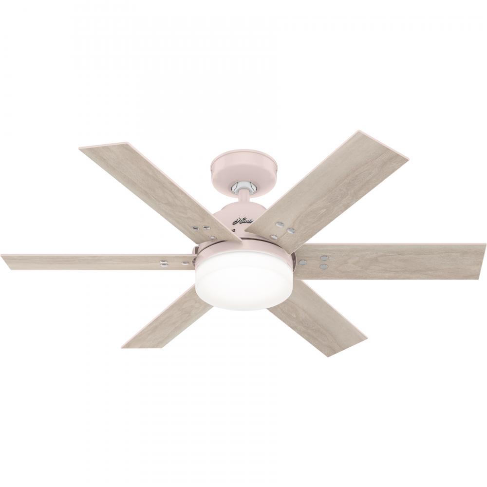 Hunter 44 inch Pacer Blush Pink Ceiling Fan with LED Light Kit and Handheld Remote