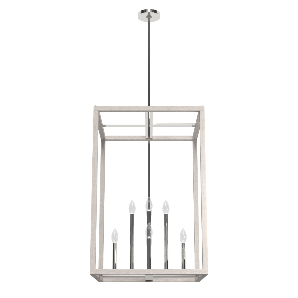 Hunter Squire Manor Chrome and Distressed White 8 Light Pendant Ceiling Light Fixture