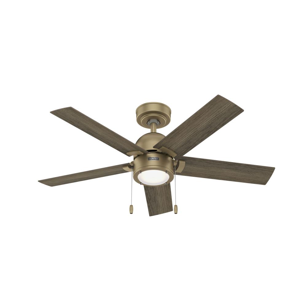 Hunter 44 inch Erling Luxe Gold Ceiling Fan with LED Light Kit and Pull Chain