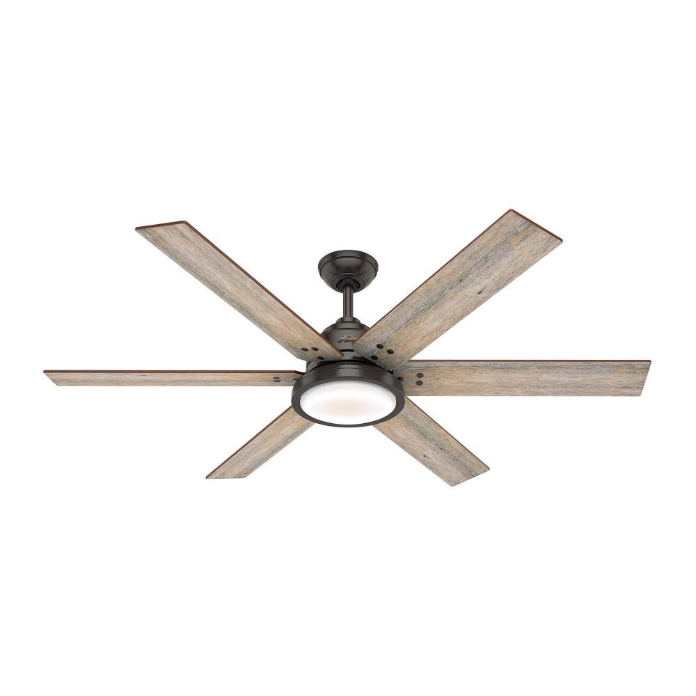 Hunter 60 inch Warrant Noble Bronze Ceiling Fan with LED Light Kit and Wall Control