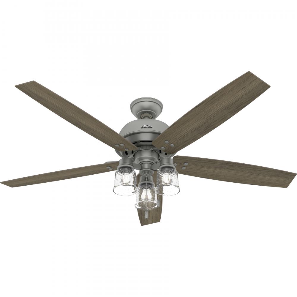 Hunter 60 inch Churchwell Matte Silver Ceiling Fan with LED Light Kit and Pull Chain