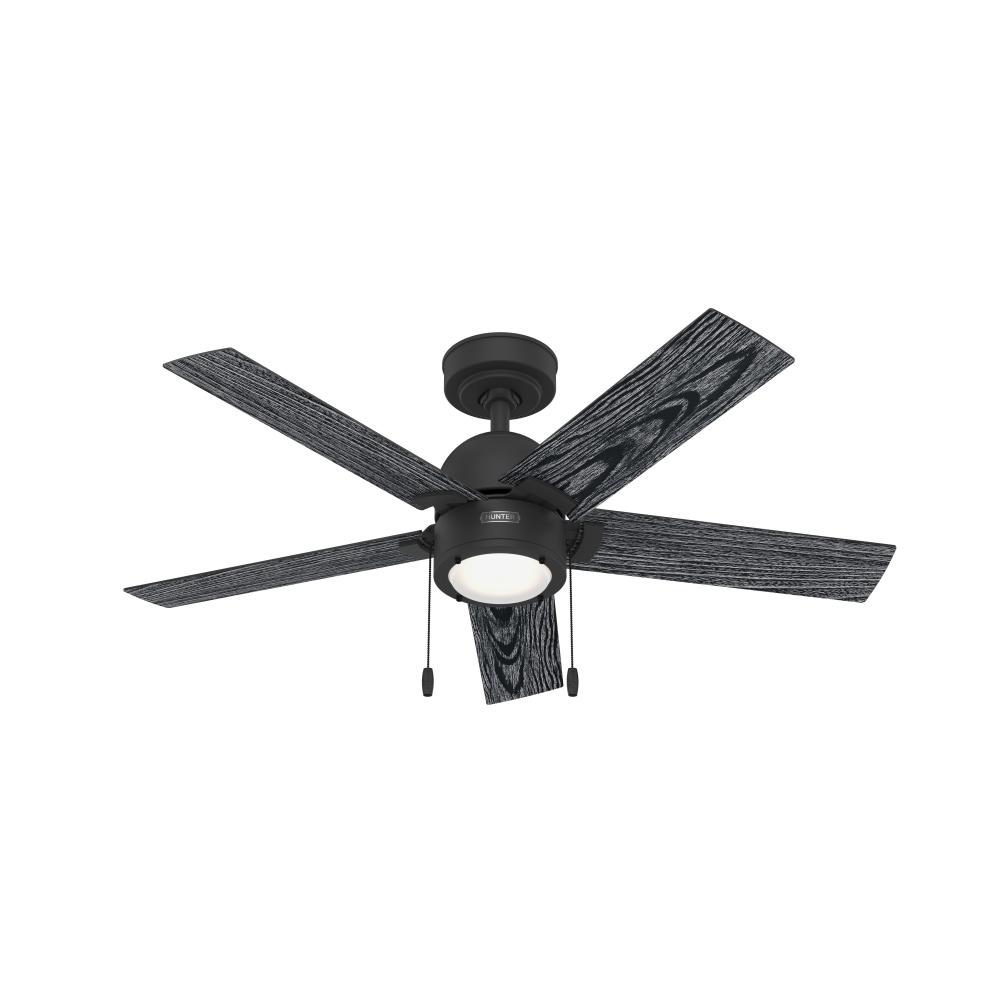Hunter 44 inch Erling Matte Black Ceiling Fan with LED Light Kit and Pull Chain