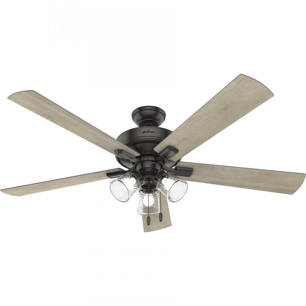 Hunter 60 inch Crestfield Noble Bronze Ceiling Fan with LED Light Kit and Pull Chain