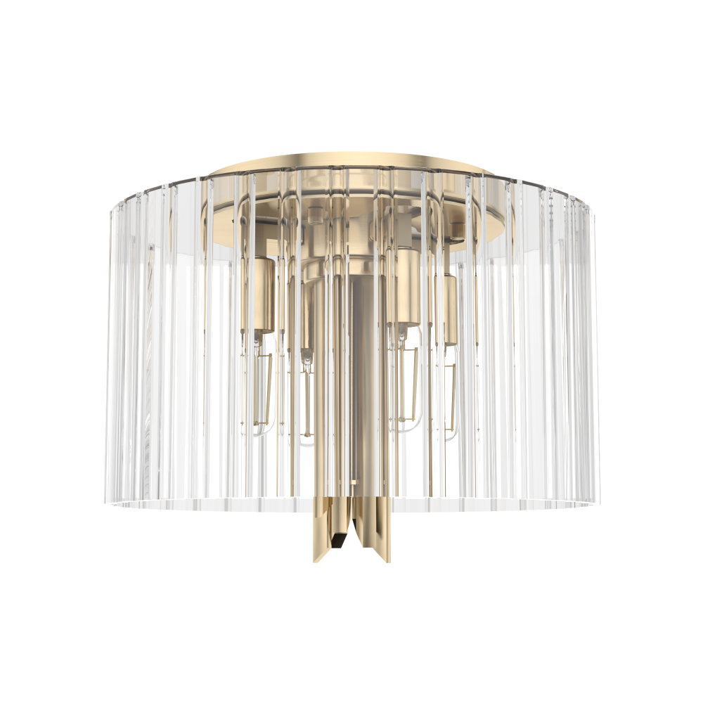 Hunter Gatz Alturas Gold with Clear Glass 4 Light Flush Mount Ceiling Light Fixture