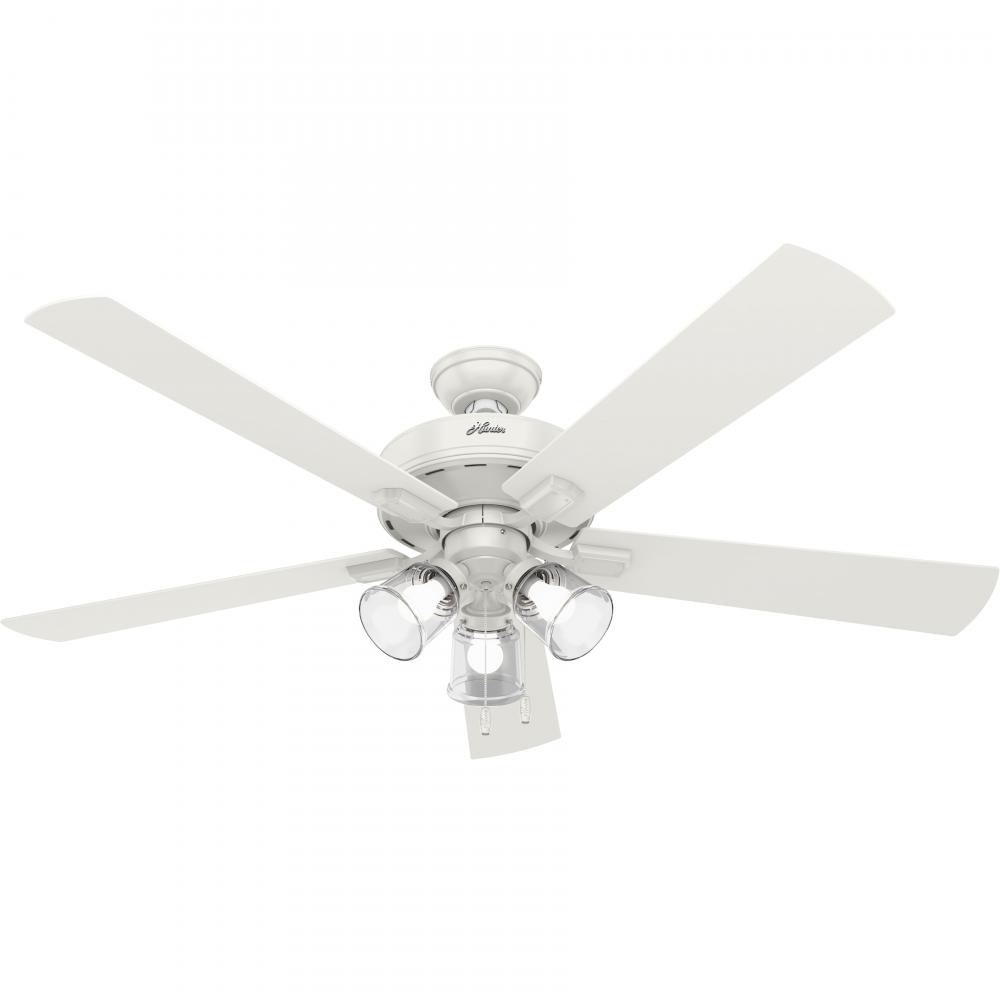 Hunter 60 inch Crestfield Fresh White Ceiling Fan with LED Light Kit and Pull Chain