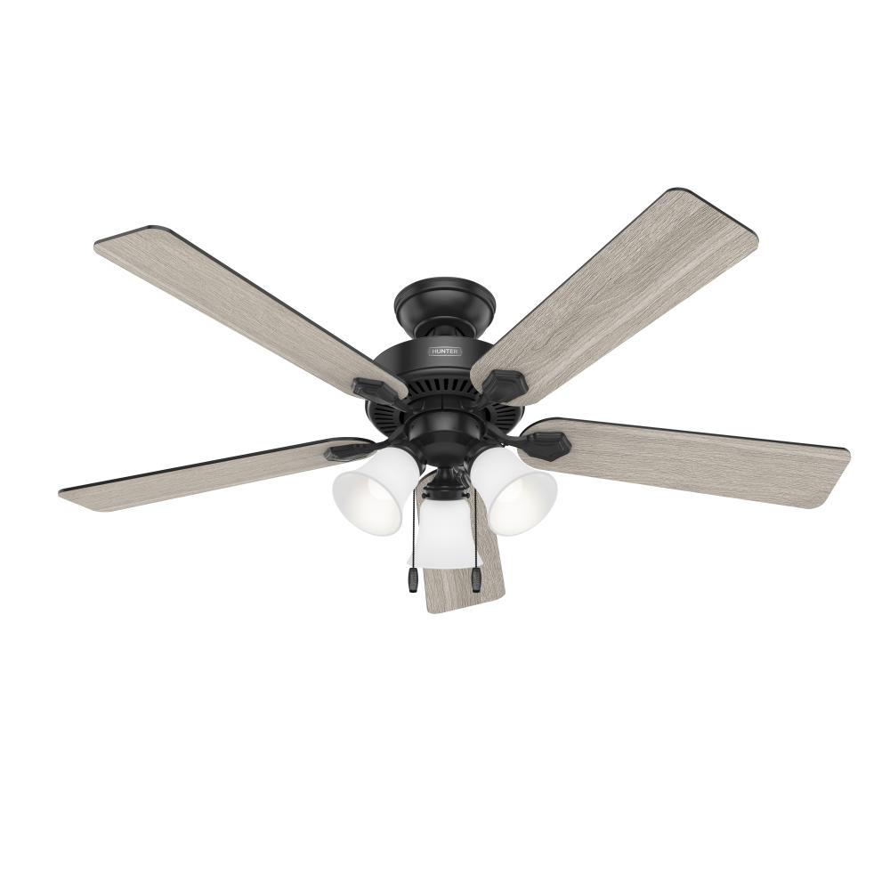 Hunter 52 inch Swanson Matte Black Ceiling Fan with LED Light Kit and Pull Chain