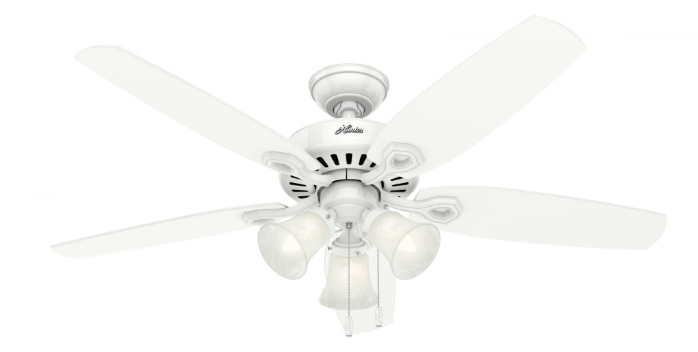 Hunter 52 inch Builder Snow White Ceiling Fan with LED Light Kit and Pull Chain
