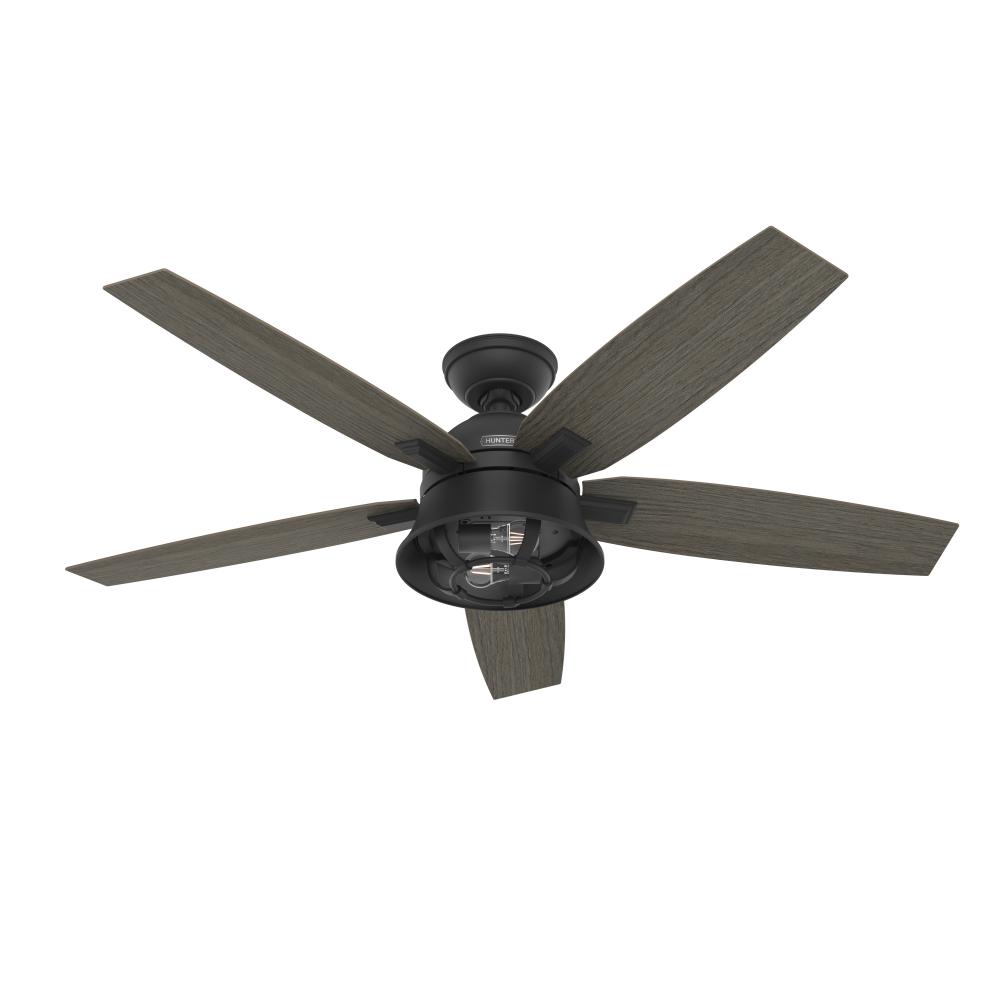 Hunter 52 inch Hampshire Matte Black Ceiling Fan with LED Light Kit and Handheld Remote