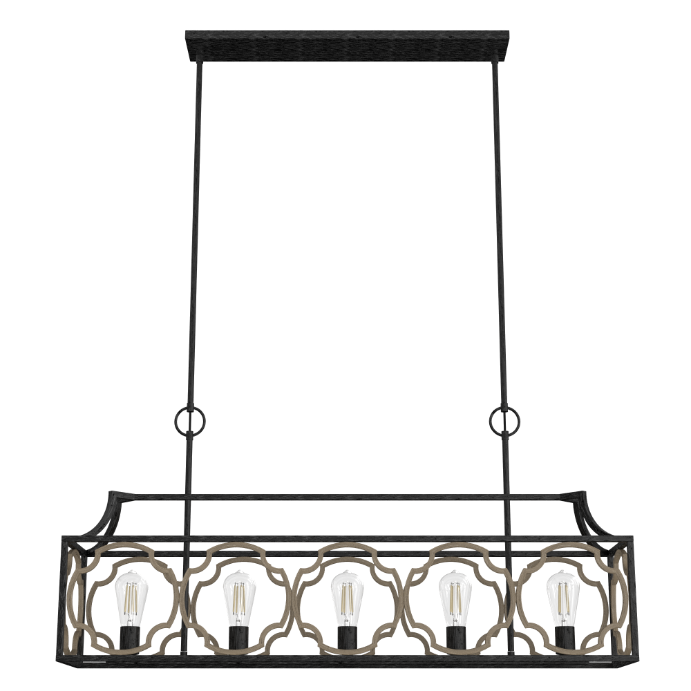 Hunter Stone Creek French Oak and Rustic Iron 5 Light Chandelier Ceiling Light Fixture