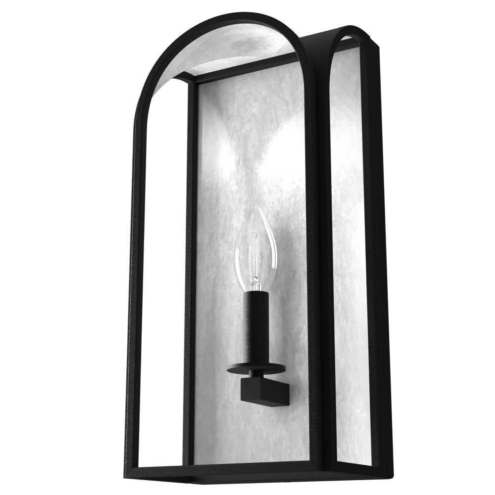 Hunter Dukestown Natural Black Iron and Silver Leaf 1 Light Sconce Wall Light Fixture