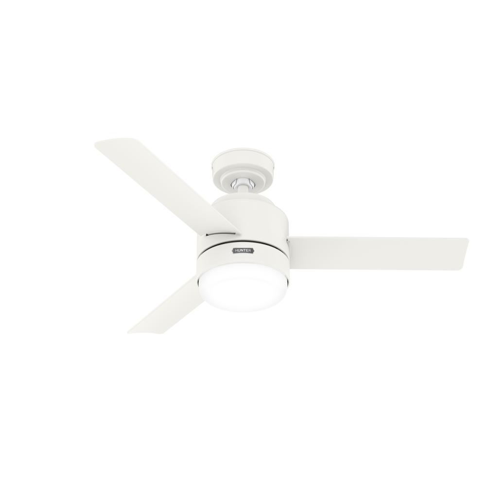 Hunter 44 inch Gilmour Matte White Damp Rated Ceiling Fan with LED Light Kit and Handheld Remote