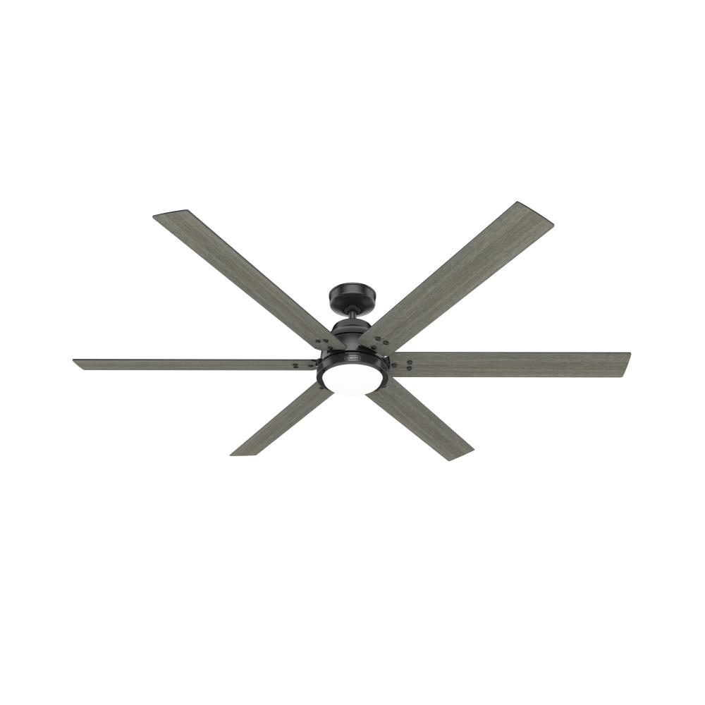 Hunter 72 inch Wi-Fi Gravity Matte Black Ceiling Fan with LED Light Kit and Handheld Remote