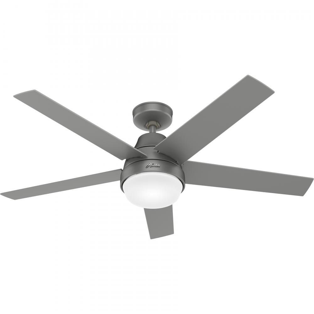 Hunter 52 inch Wi-Fi Aerodyne Matte Silver Ceiling Fan with LED Light Kit and Handheld Remote