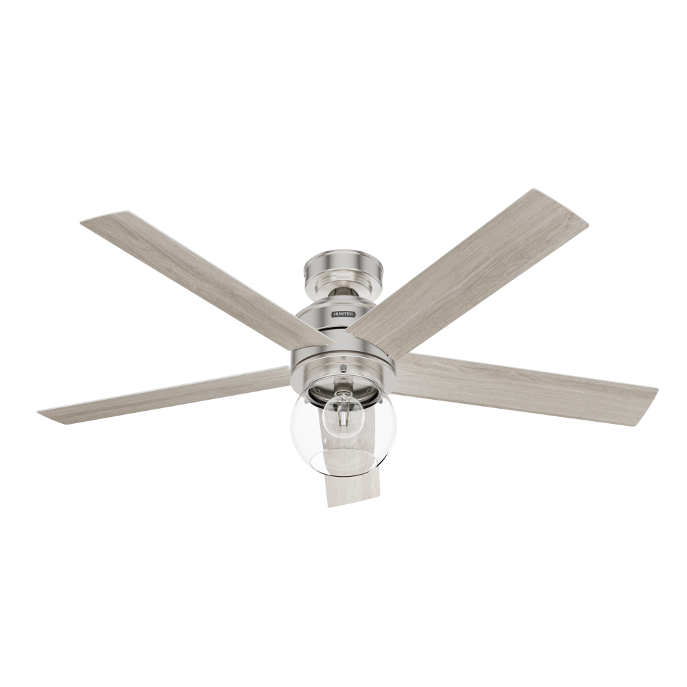 Hunter 52 Inch Xidane Brushed Nickel Ceiling Fan With Led Light Kit And Handheld Remote