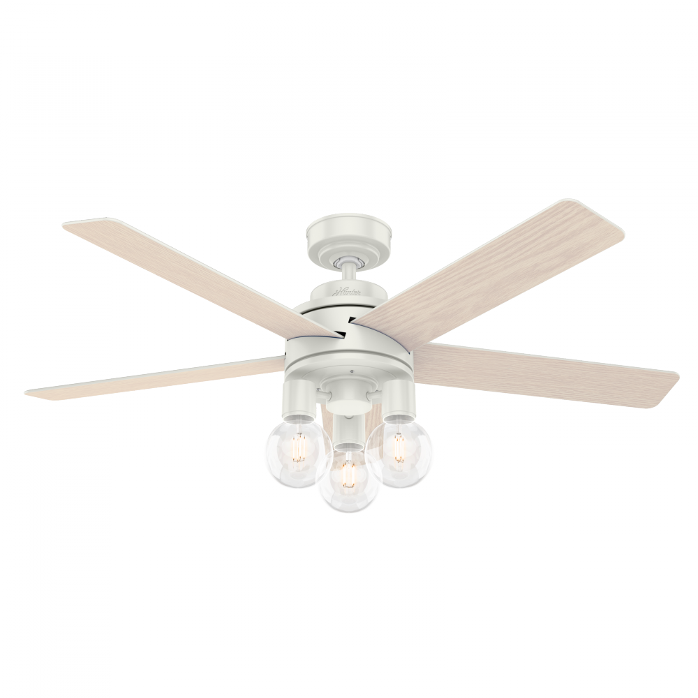 Hunter 52 inch Hardwick Fresh White Ceiling Fan with LED Light Kit and Handheld Remote