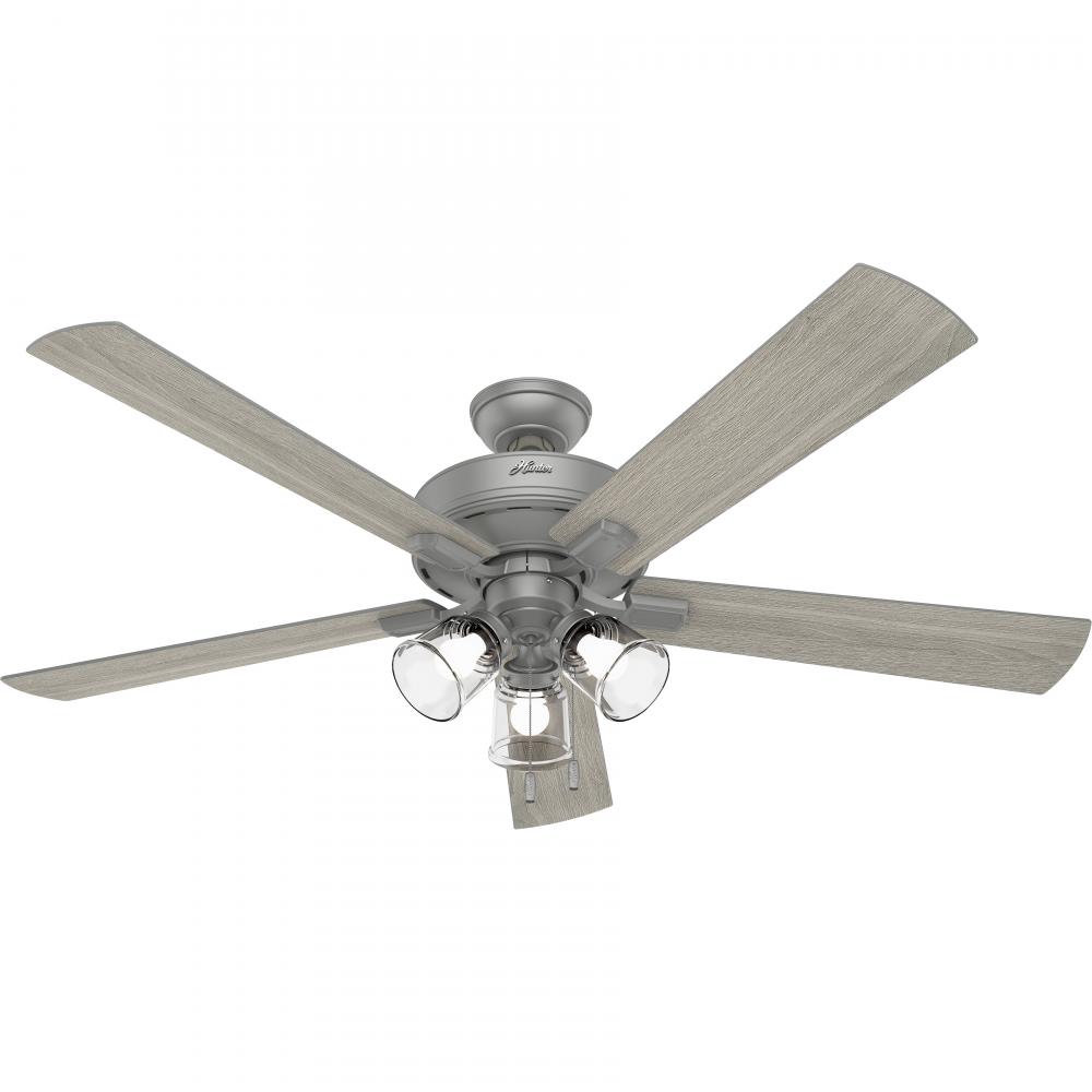Hunter 60 inch Crestfield Matte Silver Ceiling Fan with LED Light Kit and Pull Chain
