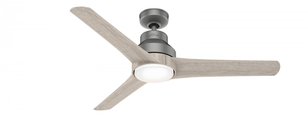 Hunter 52 inch Lakemont Matte Silver Damp Rated Ceiling Fan with LED Light Kit and Handheld Remote