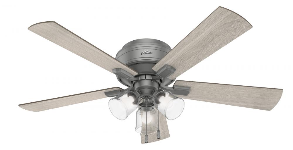 Hunter 52 inch Crestfield Matte Silver Low Profile Ceiling Fan with LED Light Kit and Pull Chain