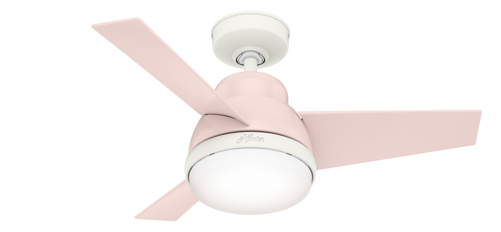 Hunter 36 inch Valda Blush Pink Ceiling Fan with LED Light Kit and Handheld Remote
